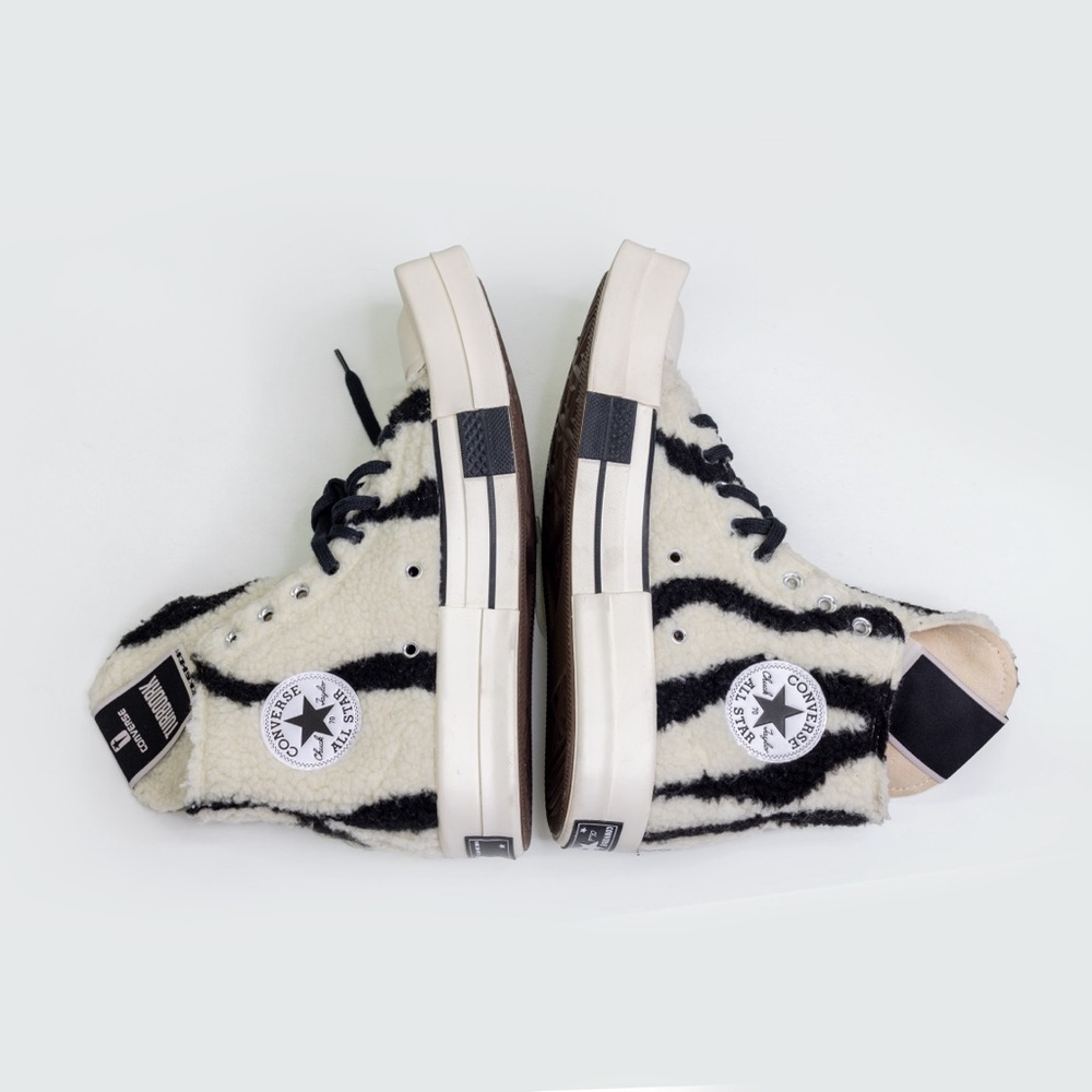 Rick Owen’s DRKSHDW x Converse Turbodrk Square-Toe Sneakers White Black Zebra